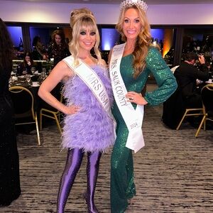 Elegant Purple Feathered Dress